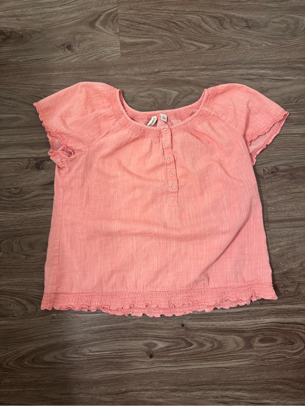 St. John's Bay Coral Pink Short-Sleeve Henley Blouse